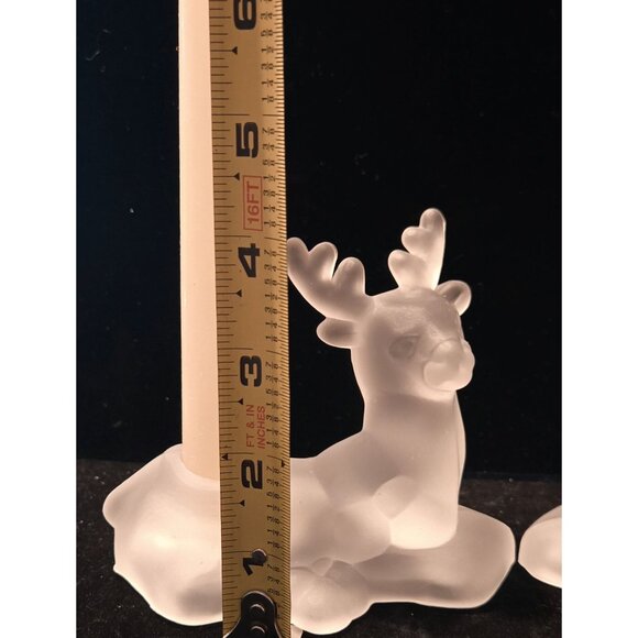 Pair Of vintage Frosted Glass Reindeer Candle Holders - Picture 10 of 10